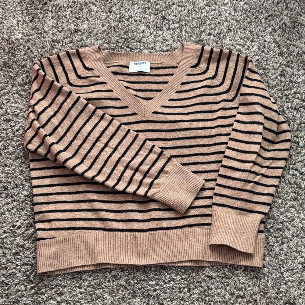 Old Navy Striped V-Neck Sweater